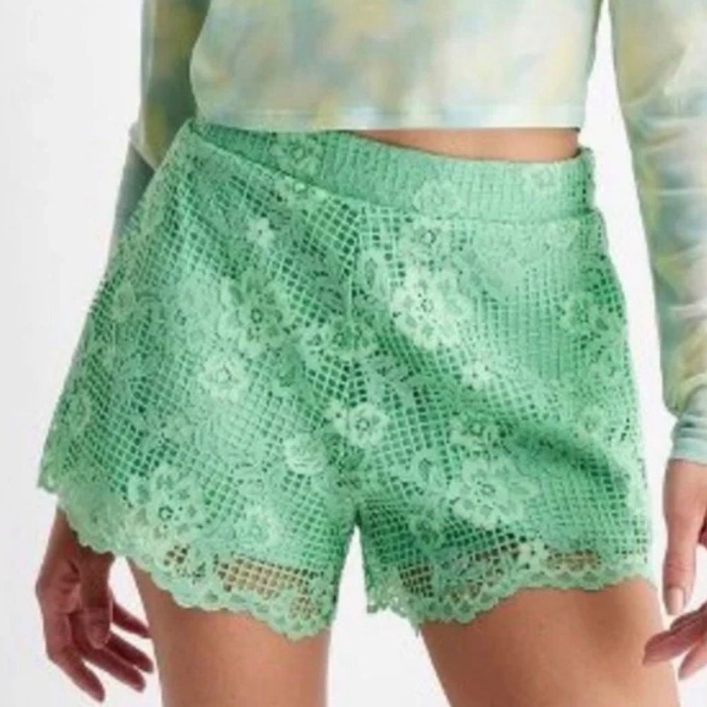 FUTURE COLLECTIVE Green Lace Shorts